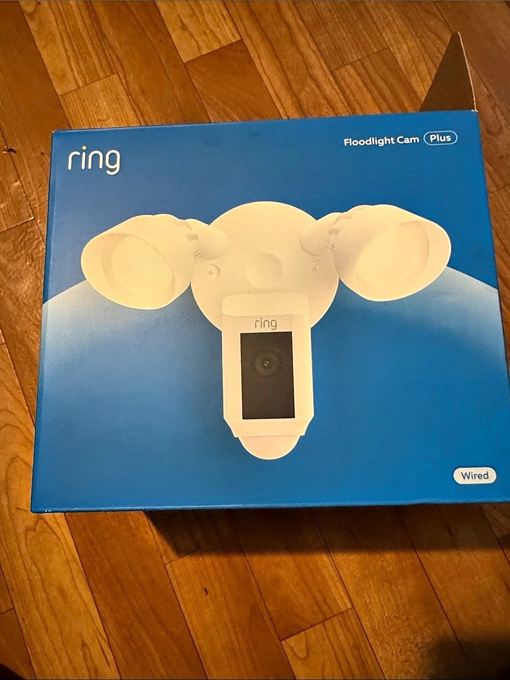 Ring Floodlight Cam Wired Plus Wired White & Blue Security Camera (Two)